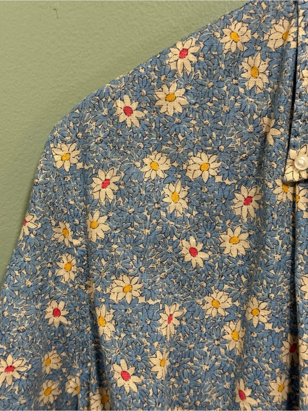 J. Crew Men's Blue Floral Short-Sleeve Button-Up Shirt —100% Linen